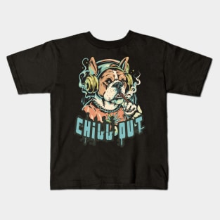 Hip Hop Bulldog Chill Out Artwork Kids T-Shirt